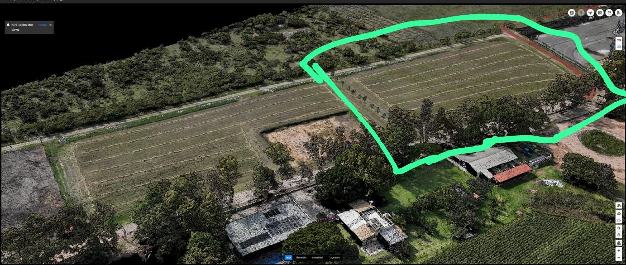 Nube de puntos 3D con la zona del proyecto marcada