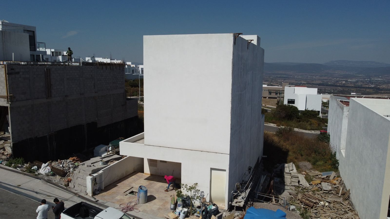 Casa en construcción, vista aérea